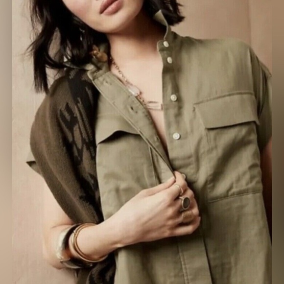 Banana Republic Olive Green Shirt Dress - Picture 1 of 12